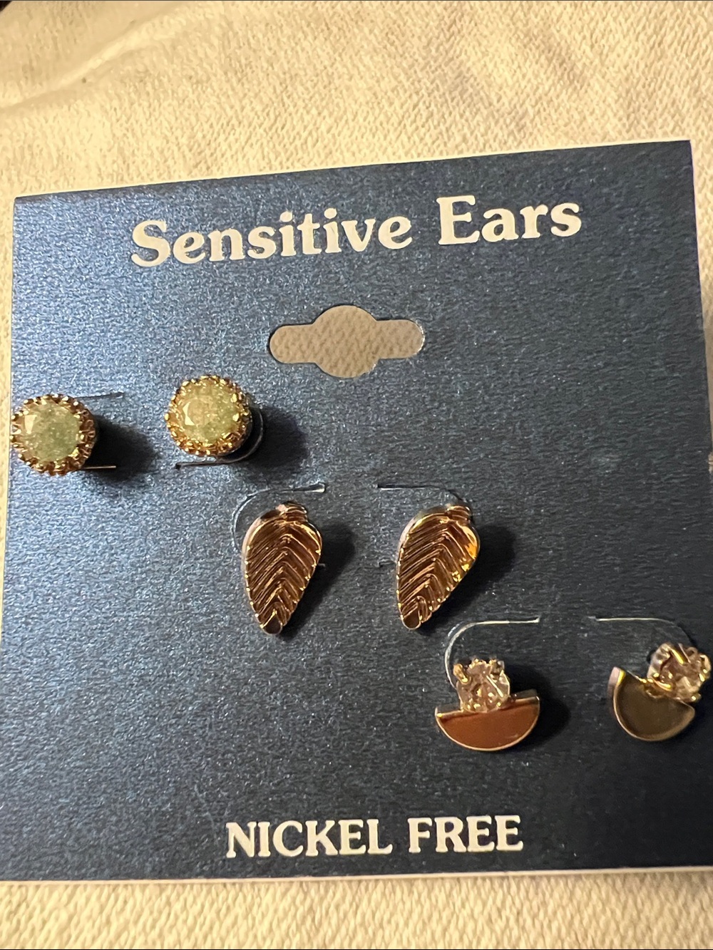 3/$18 Gold Leaf and Stud Earring Set  Lot 555